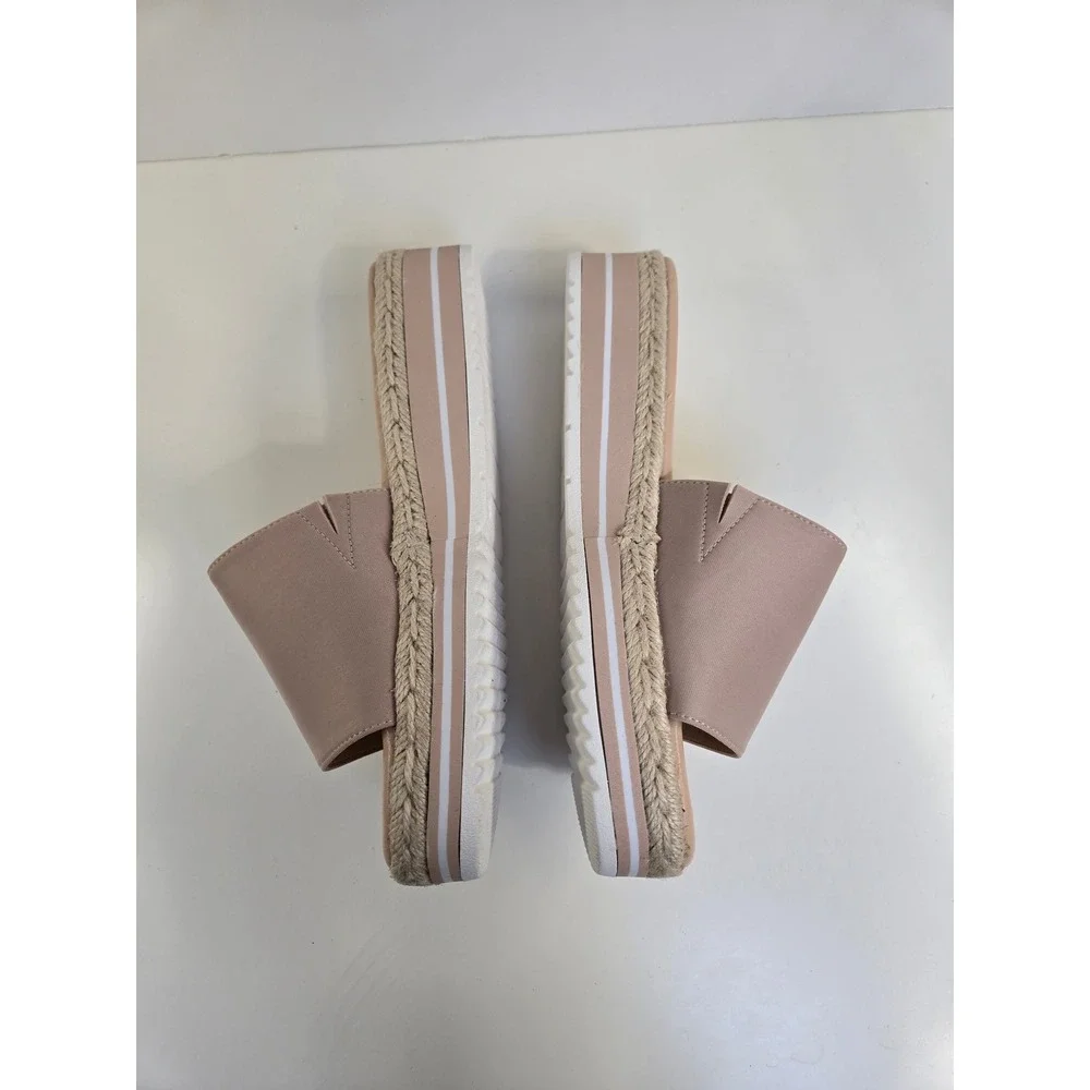 Journee Collection Womens Platform Rosey Slide Sandals Blush Espadrille Jute 7.5